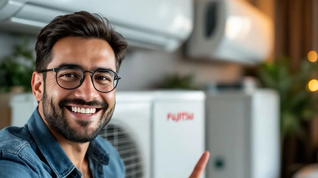 Cocina doméstica con un electrodoméstico Fujitsu
