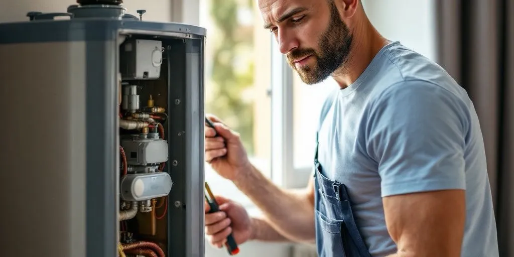 Técnico revisando una instalación común en una sala de máquinas