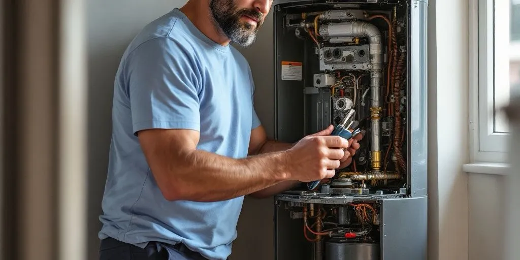 Técnico revisando el circuito de una secadora de bomba de calor