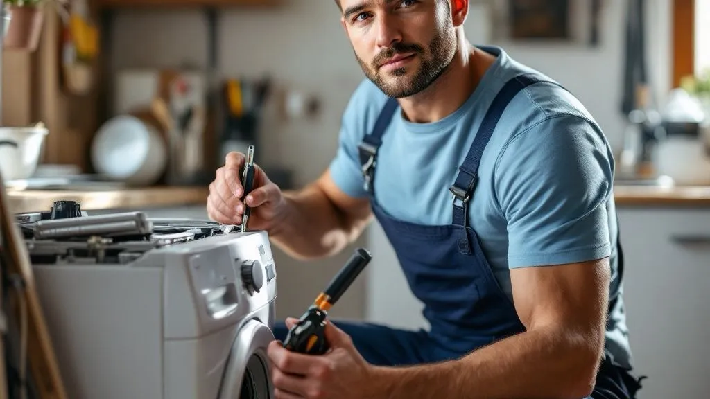 Reparación de un electrodoméstico doméstico en curso