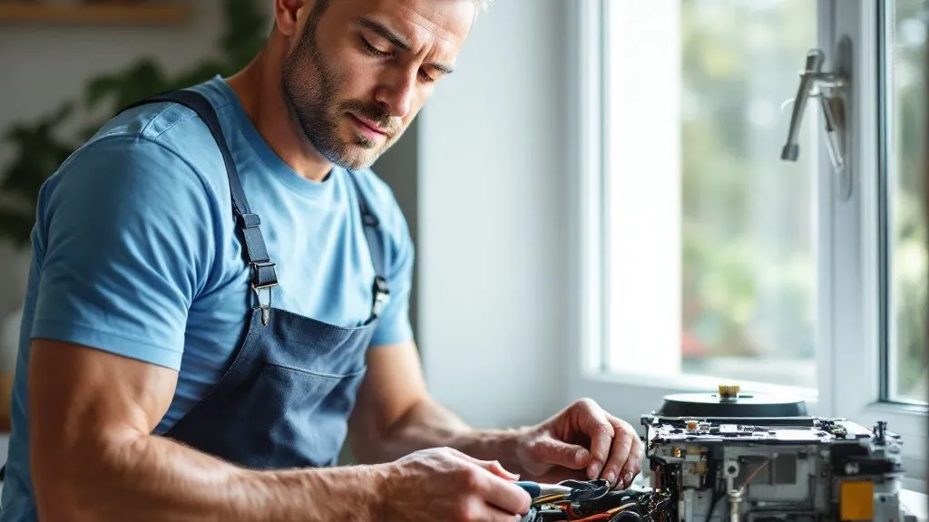 Reparación de un aerotermia en curso