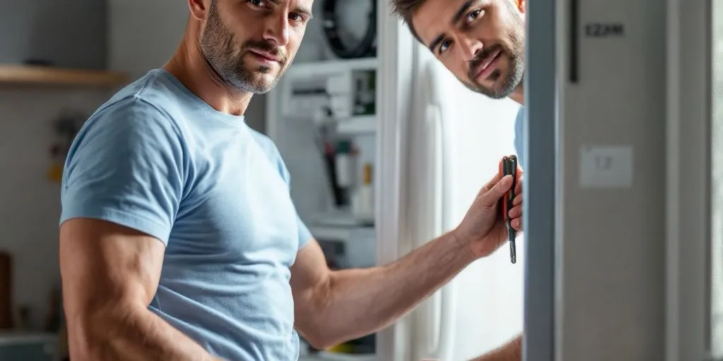 Técnico revisando el quemador de un termo de gas