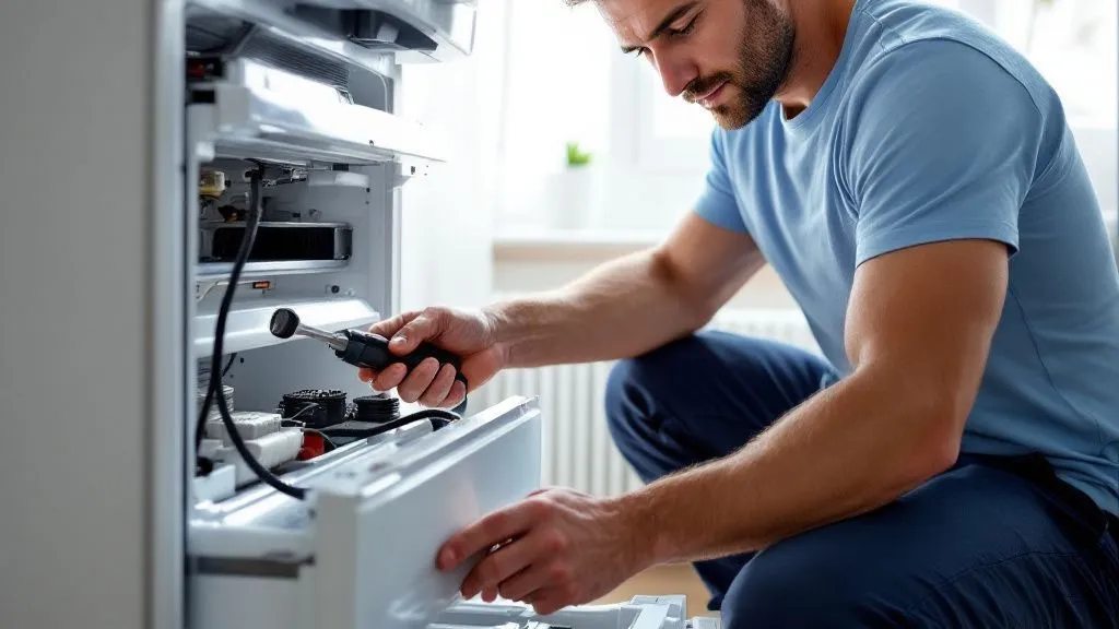 Técnico trabajando sobre un electrodoméstico