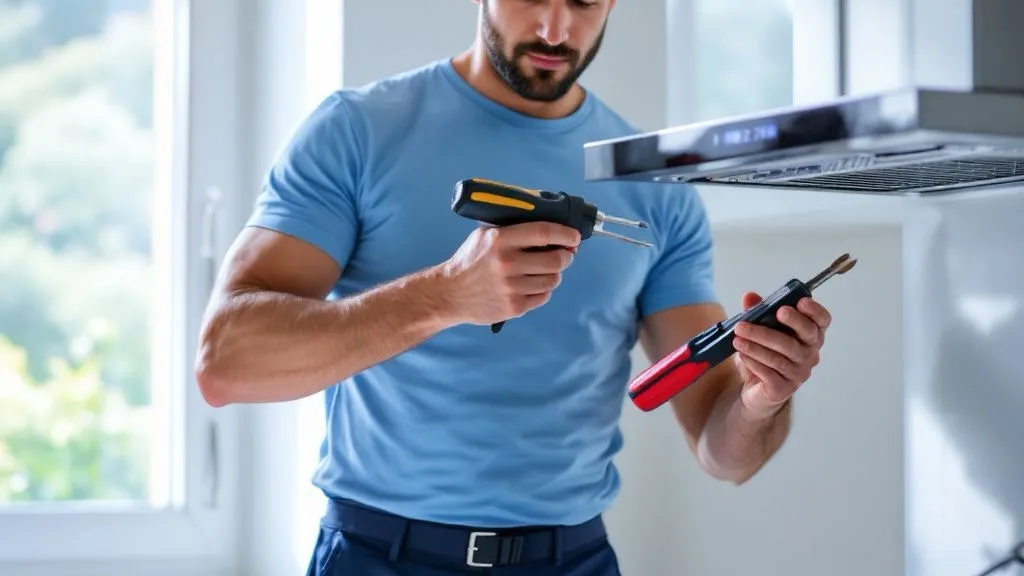 Técnico trabajando sobre un electrodoméstico en garantía