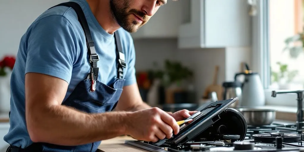 Técnico revisando un electrodoméstico