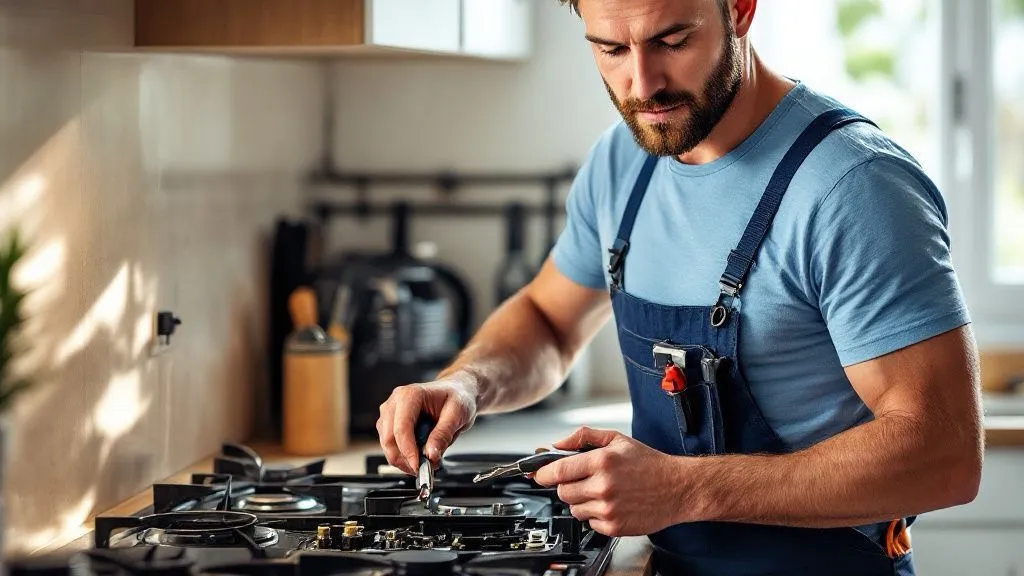 Técnico trabajando sobre la reparación de un electrodoméstico