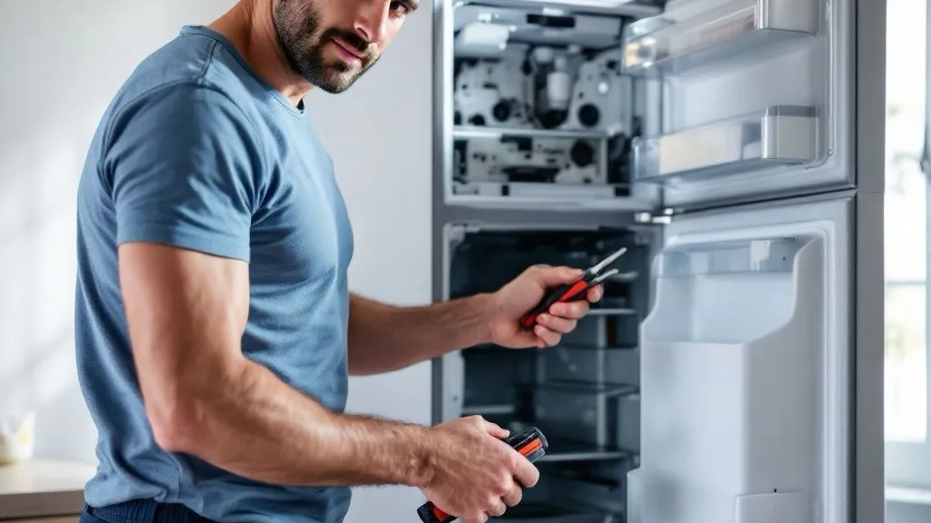 Técnico trabajando sobre un frigorifico