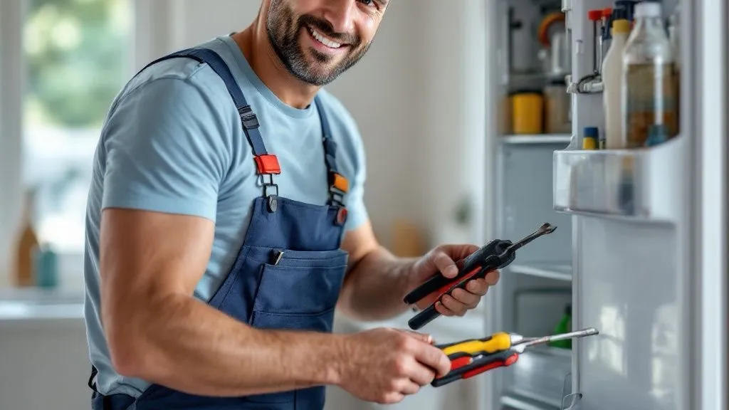 Técnico trabajando sobre un frigorifico